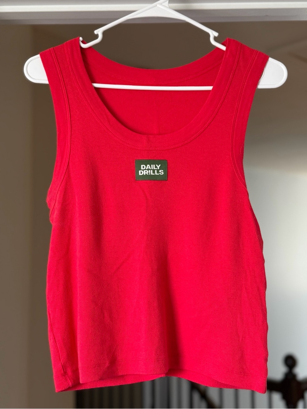 Daily Drills Logo Ribbed Tank - Red. Size M/L